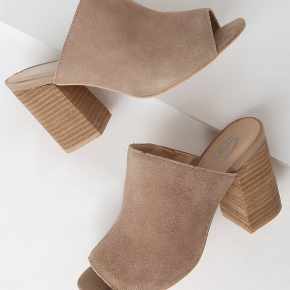 NEW SUEDE LEATHER PEEP-TOE MULES